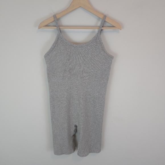 Alo Women's Seamless Ribbed Mellow Onesie in Athletic Heather Grey - Picture 1 of 13